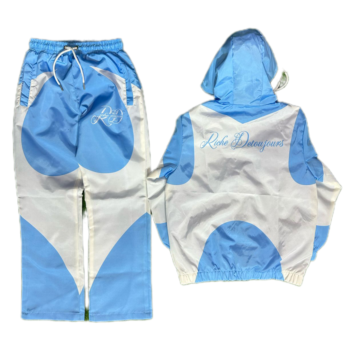 Kids Light Blue And White Windbreaker Tracksuit