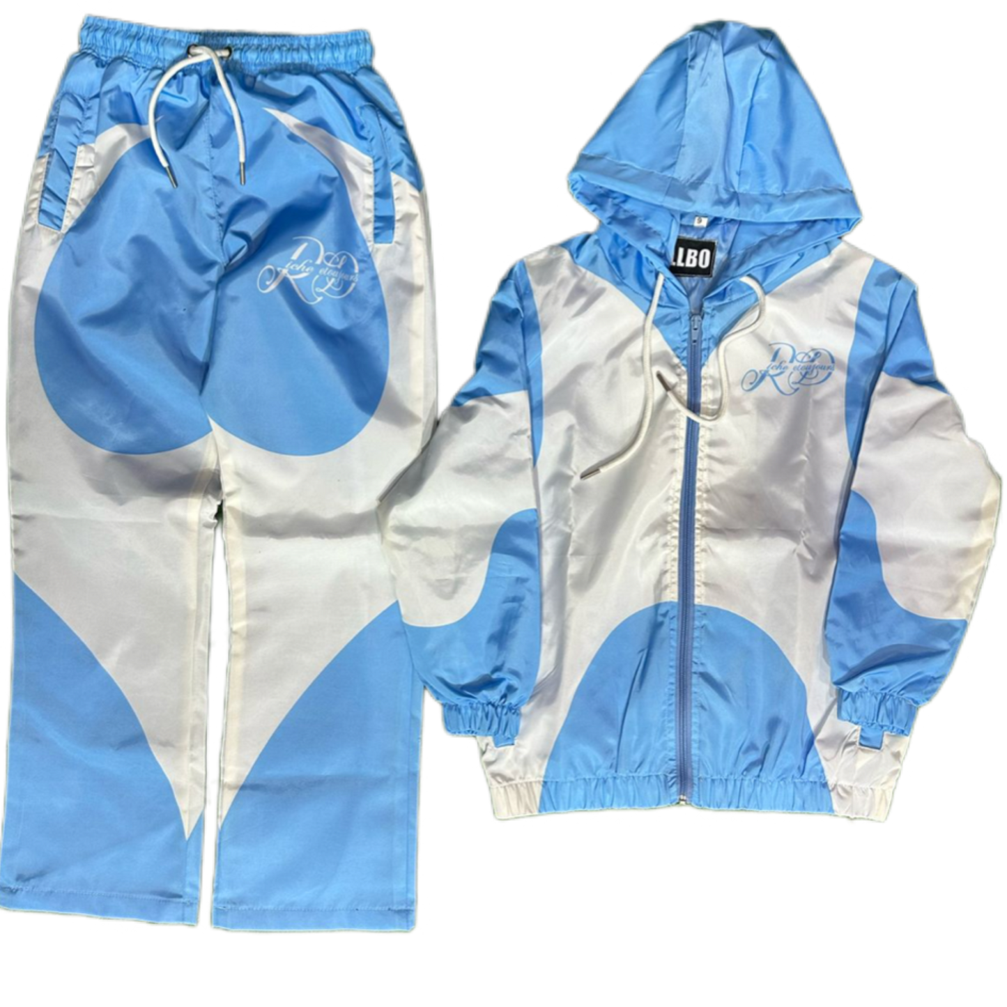 Kids Light Blue And White Windbreaker Tracksuit