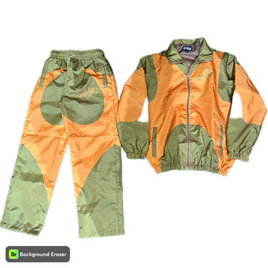 Orange and Brown Windbreaker Tracksuit