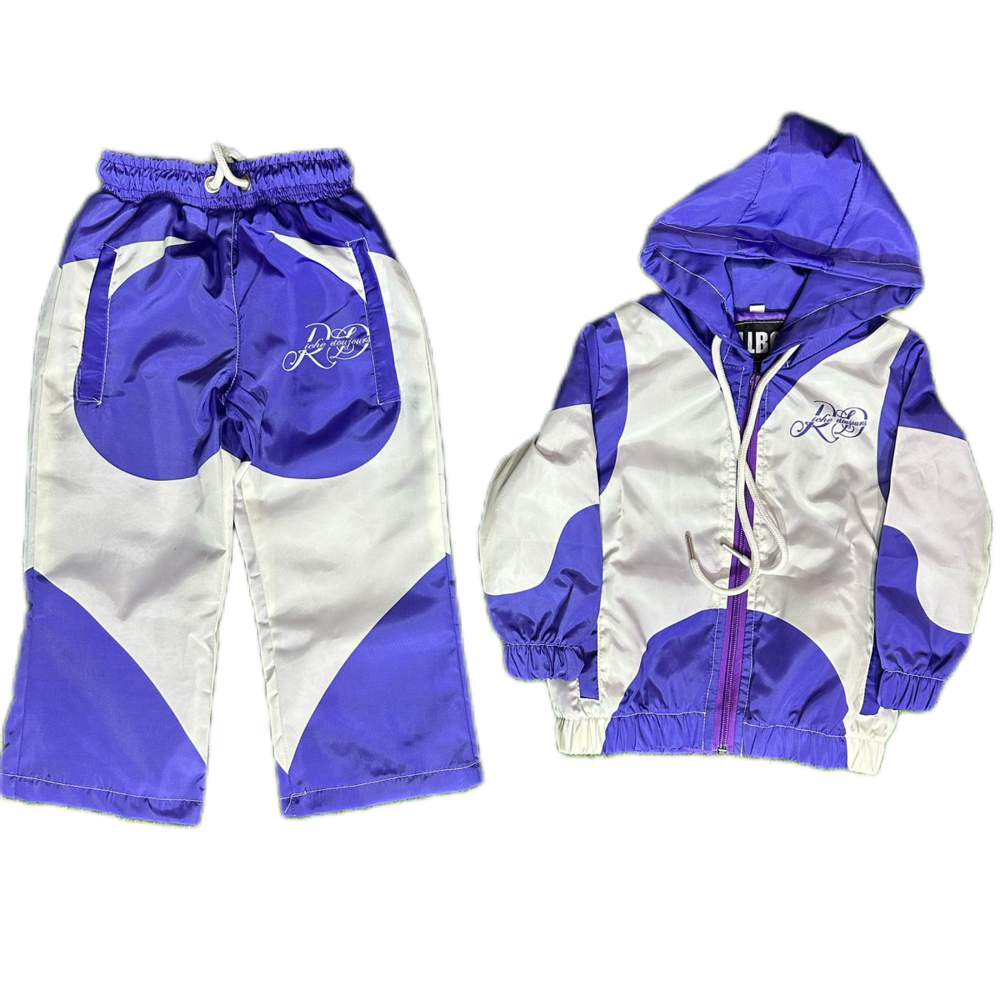 Kids Purple and White Windbreaker Track Suit