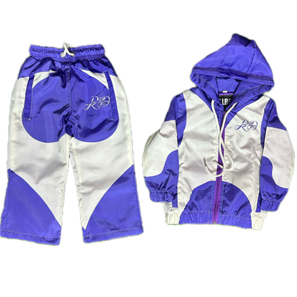 Kids Purple and White Windbreaker Track Suit
