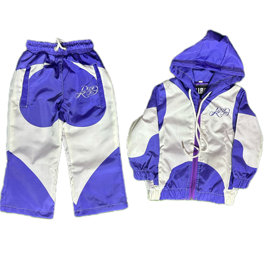 Kids Purple and White Windbreaker Track Suit