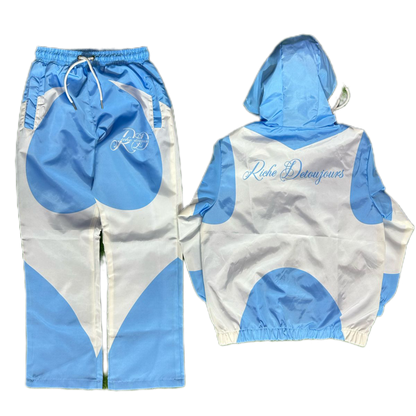 Kids Light Blue And White Windbreaker Tracksuit