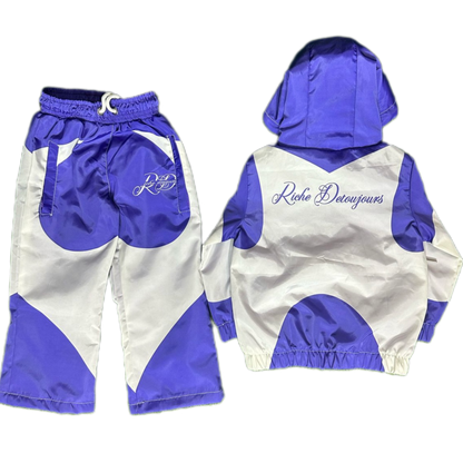 Kids Purple and White Windbreaker Track Suit