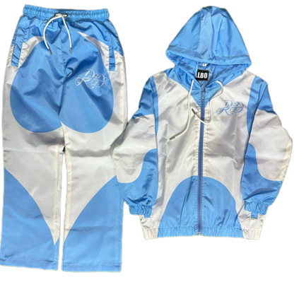 Kids Light Blue And White Windbreaker Tracksuit