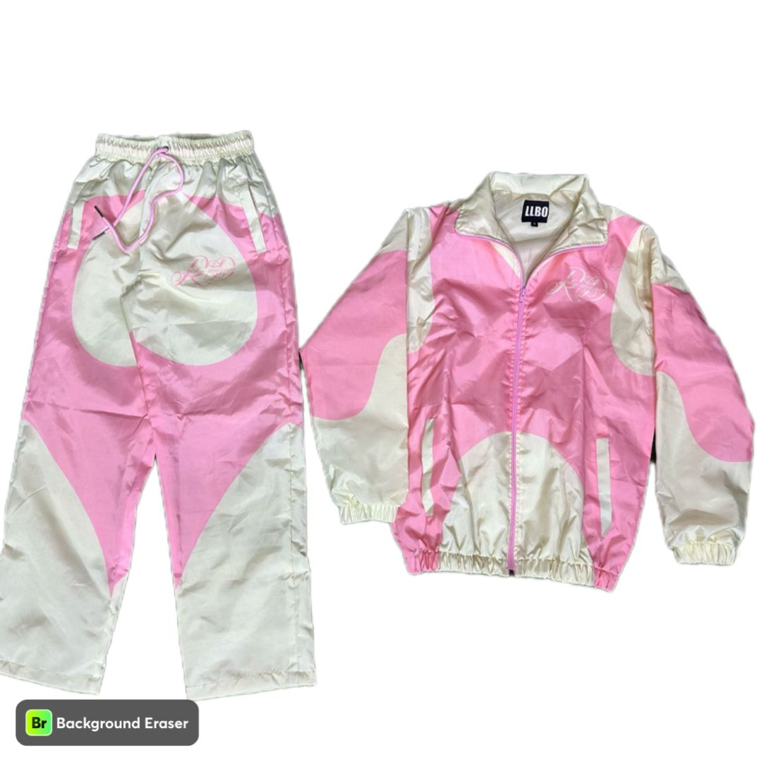 Pink and Cream Windbreaker Tracksuit