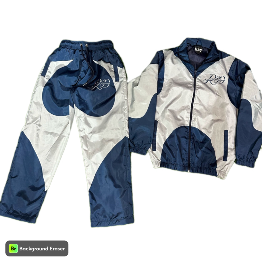 Blue and Gray Windbreaker Tracksuit