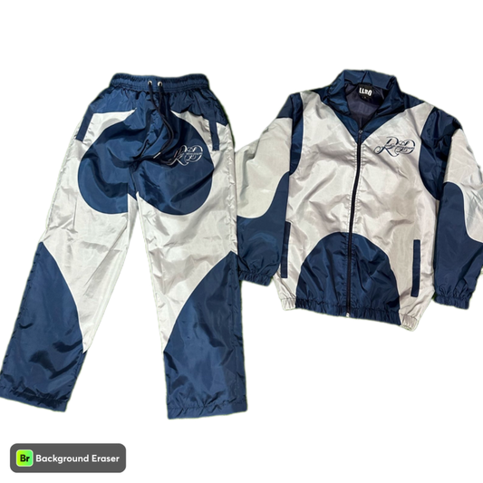 Blue and Gray Windbreaker Tracksuit